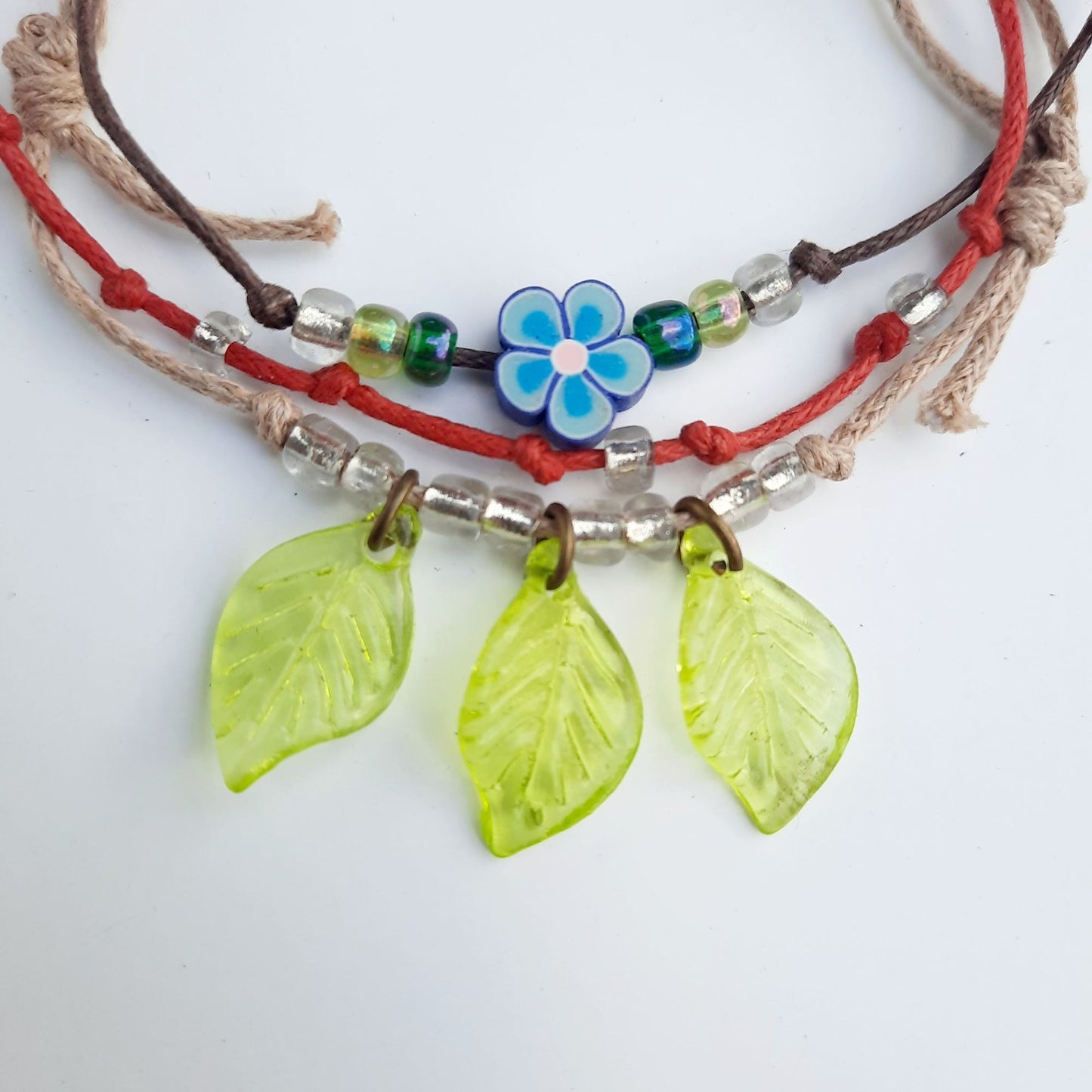 Handmade Bracelet  Nature Style Design with Bay Leaf Beads