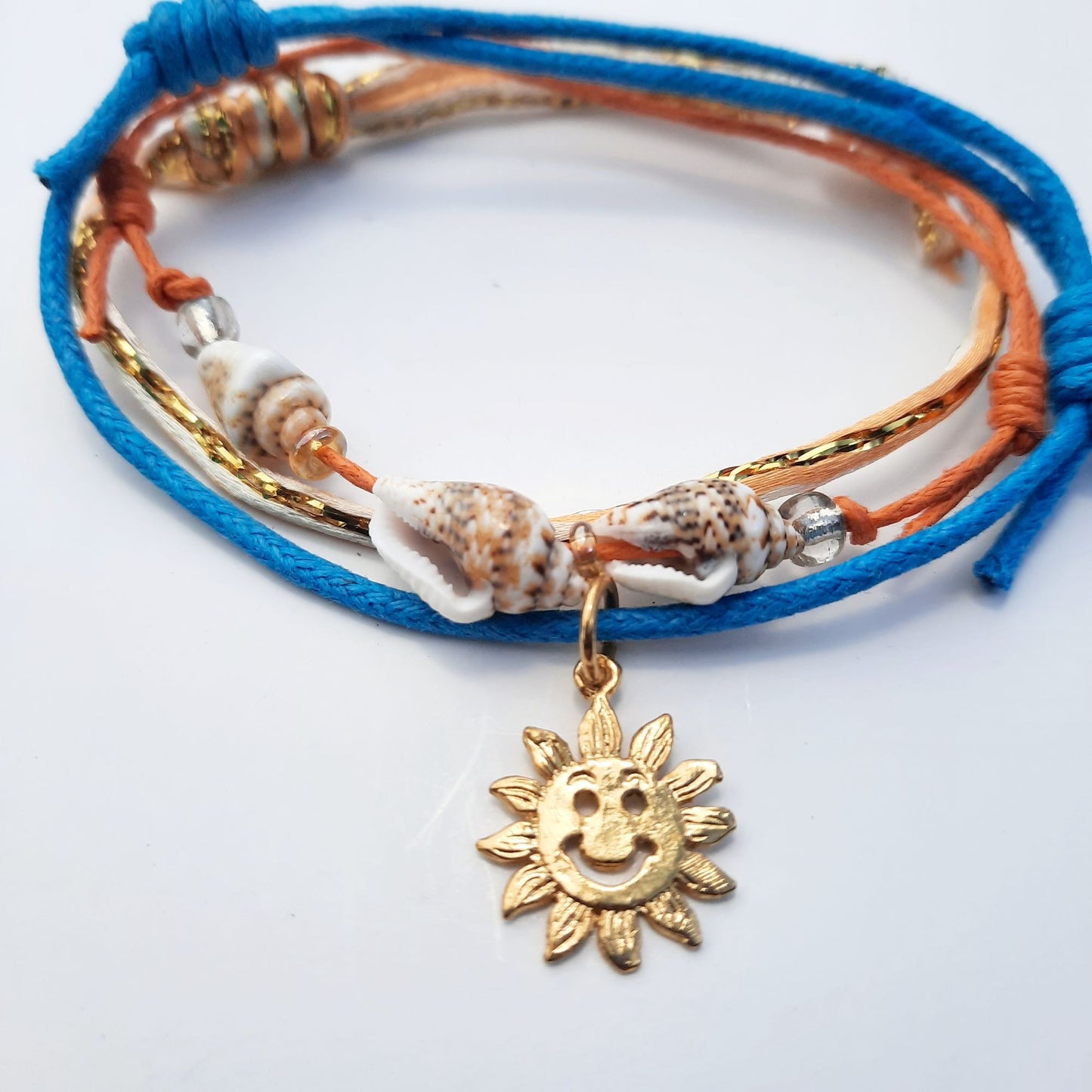 Smiley Sun Charm Handmade Bracelet