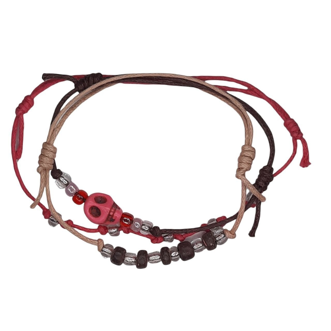 Women's Handmade Bracelet  "Pink Skull" Design